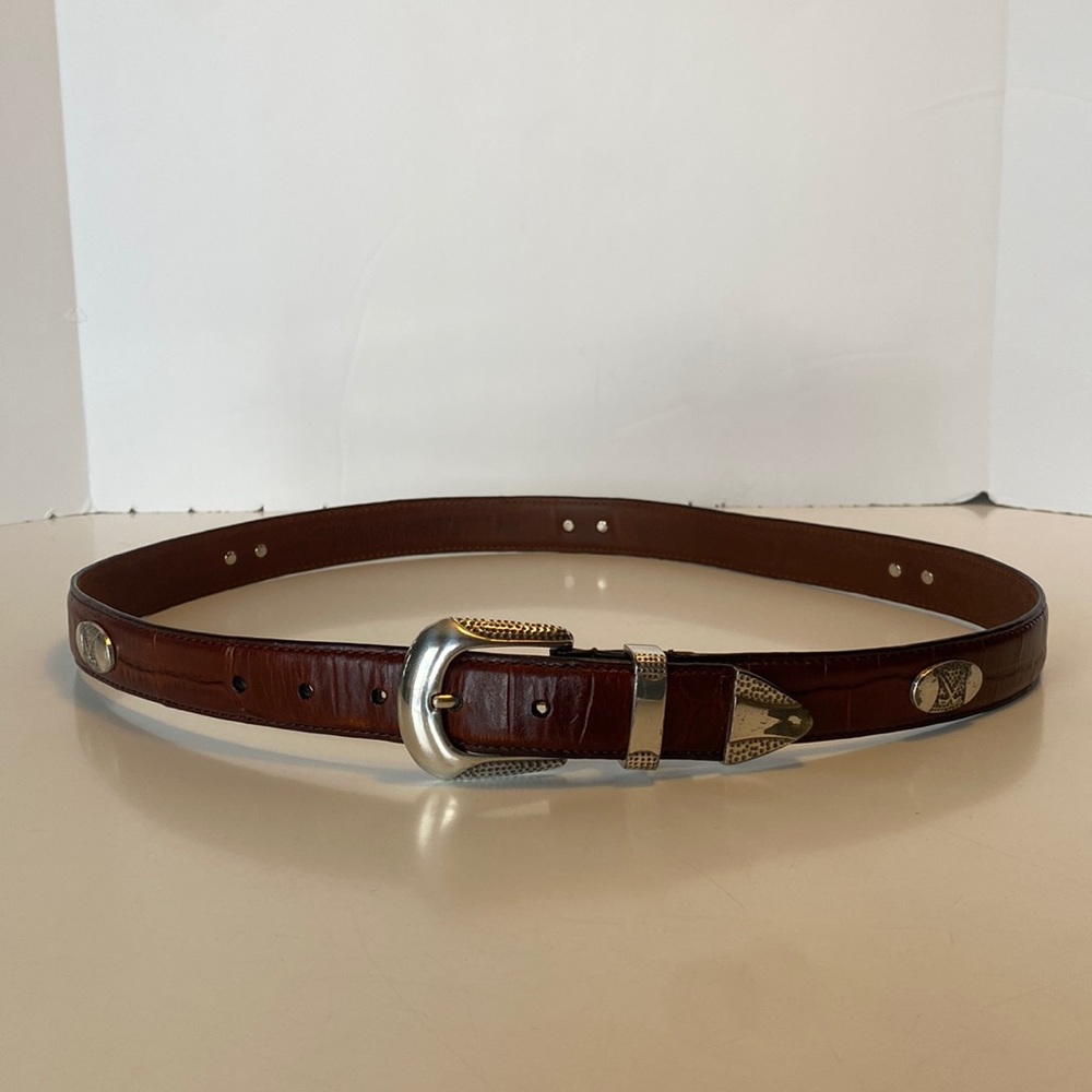 Brown Leather Belt with Silver Golf Decals